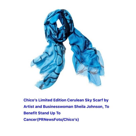 NWT Sheila Johnson Collection For Chicos Scarf CERULEAN SKY Made In Italy Large